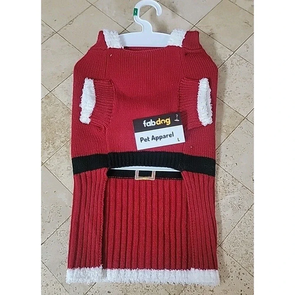 FABDOG Santa Claus Puppy Dog Sweater Santa Suite Hoody Size Large